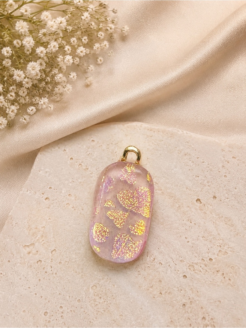Dichroic Heart Glass Pendant